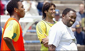 Sono in training with the South African team at the World Cup