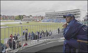 Gloomy skies and few spectators at Headingley