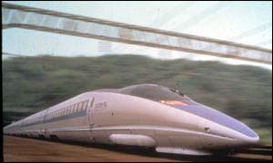 A Shinkansen train operated by JR West