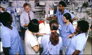 Hospital staff meeting in a maternity ward 
