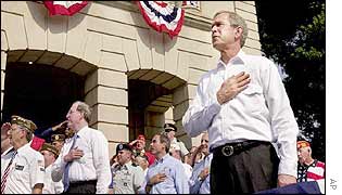George W Bush at 4 July celebrations in Ripley, West Virginia