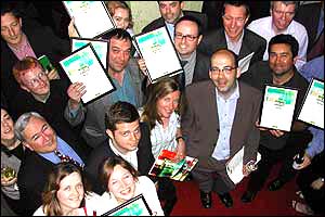 Members of the BBC News Online team celebrate their wins