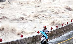 Taiwan river in flood