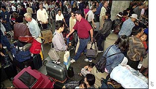 Stranded passengers at Los Angeles International airport