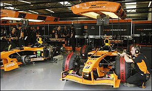 The Arrows garage at Silverstone