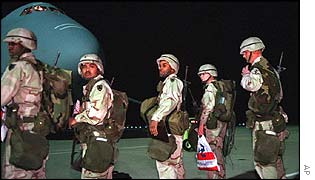 US soldiers heading for Iraq during 1998 air strikes 