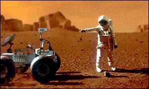 Artist's rendition of a human explorer on Mars