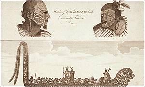 Print showing New Zealand tribal tattoos