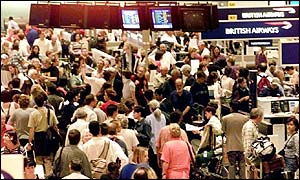 Passengers waiting in airport