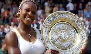Serena Williams with the Wimbledon trophy