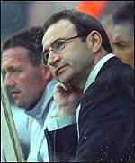 Martin O'Neill in the Celtic dugout in Ireland