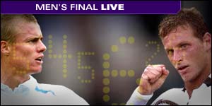 Game-by-game action from Centre Court as Lleyton Hewitt takes on David Nalbandian in the Wimbledon final