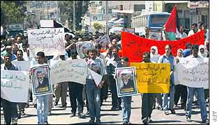 Rajoub supporters in Hebron on Sunday