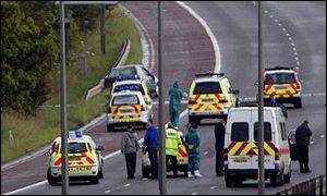 Scene of the incident on the M6 near wigan
