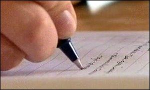student writing