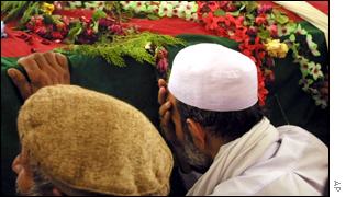 The coffin of assassinated Vice-President Abdul Qadir 