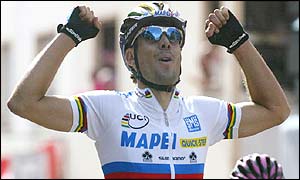 Freire celebrates his first Tour de France stage win