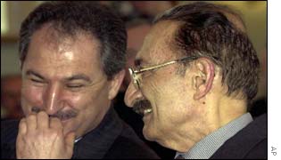 Husamettin Ozkan (l) and Prime Minister Bulent Ecevit (r)