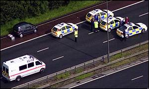 Scene of the incident on the M6 near wigan