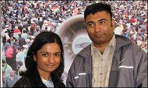Bindya with brother Baiju at a Sport Relief event
