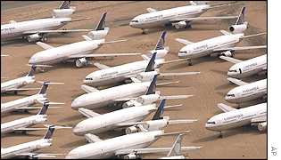 Mothballed planes in the Mojave desert