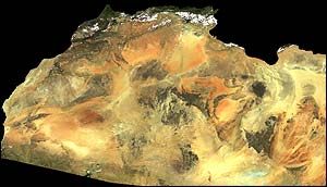 The variable terrain of North Africa as seen from Terra, Nasa