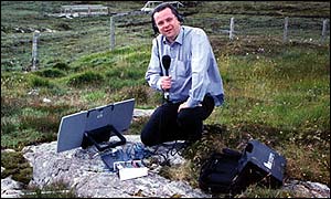 Huw Williams broadcasting from the Outer Hebrides