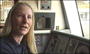 Nicola Hanley in a train cabin