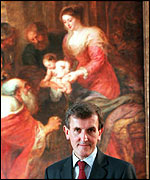 Art historian Neil McGregor with Rubens'  Adoration of the Magi 