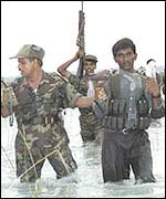 Rebel troops train in amphibious combat