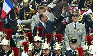 Jacques Chirac taking the parade