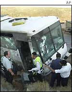 Ambushed bus on West Bank