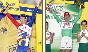 Robbie McEwen picks up the green jersey given  the tour's best sprinter
