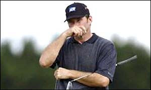 Nick Faldo on from the fourth green of Muirfield