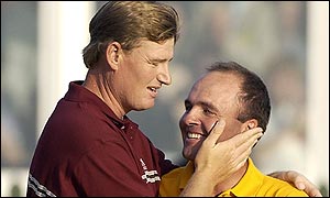 Ernie Els (left) and Thomas Levet