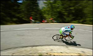 Santiago Botero powered away from the oppostion in the Alps