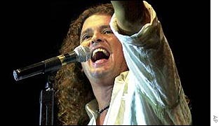 Colombian singer Carlos Vives performs in San Salvador, El Salvador Thursday Nov. 2, 2000