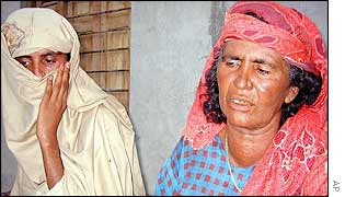 The victim of the alleged gang rape (l) and her mother
