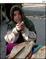 Young girl selling bread on Kabul streets