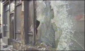 Damaged shop front