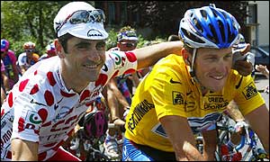 Lance Armstrong (right) with Laurent Jalabert