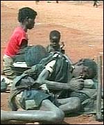 Famine struck people
