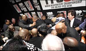 Lennox Lewis and Mike Tyson come to blows in New York