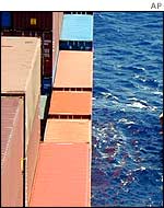 Ship laden with cargo