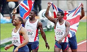 Great Britain's victorious 4x100m relay team