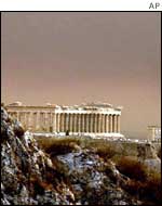 Acropolis in smog   AP