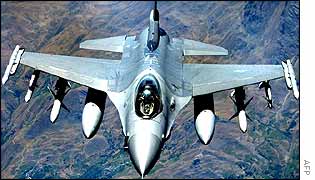 A US F-16 warplane patrols Iraq's no-fly zone