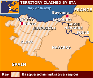 Map showing  territory claimed by ETA