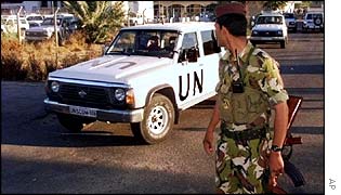 A UN weapons inspection van