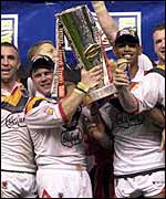 Bradford hold the Super League trophy aloft